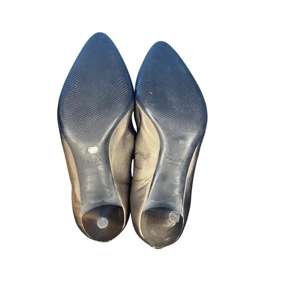 Prada Metallic Bronze Ruched Leather Stiletto Heels Women's Shoes Size 6.5 - Picture 14 of 14